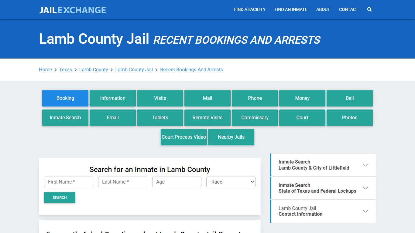 Lamb County Jail Recent Bookings And Arrests - Jail Exchange