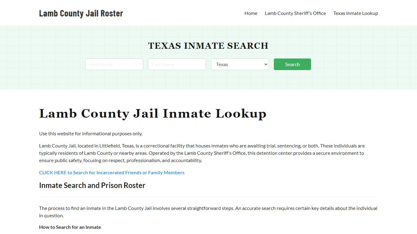 Lamb County Jail Roster Lookup, TX, Inmate Search