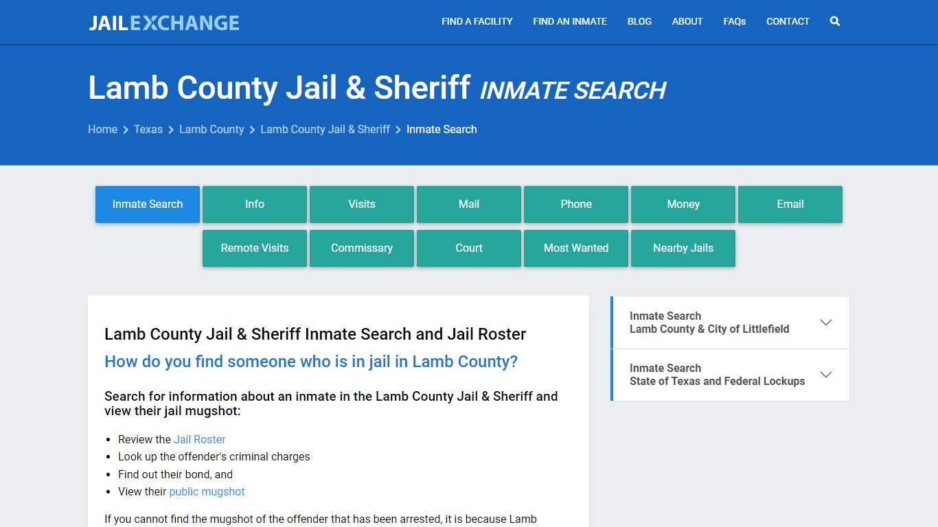 Inmate Search: Roster & Mugshots - Lamb County Jail & Sheriff, TX