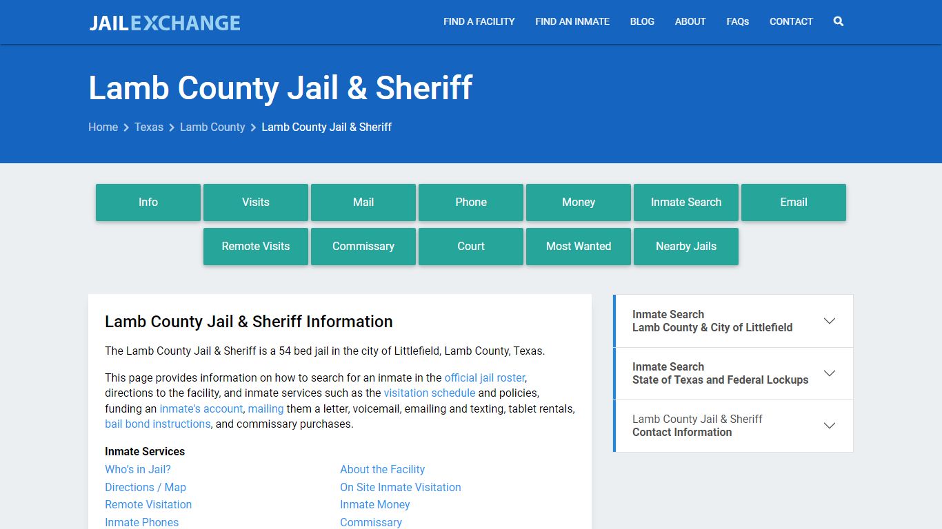 Lamb County Jail & Sheriff, TX Inmate Search, Information